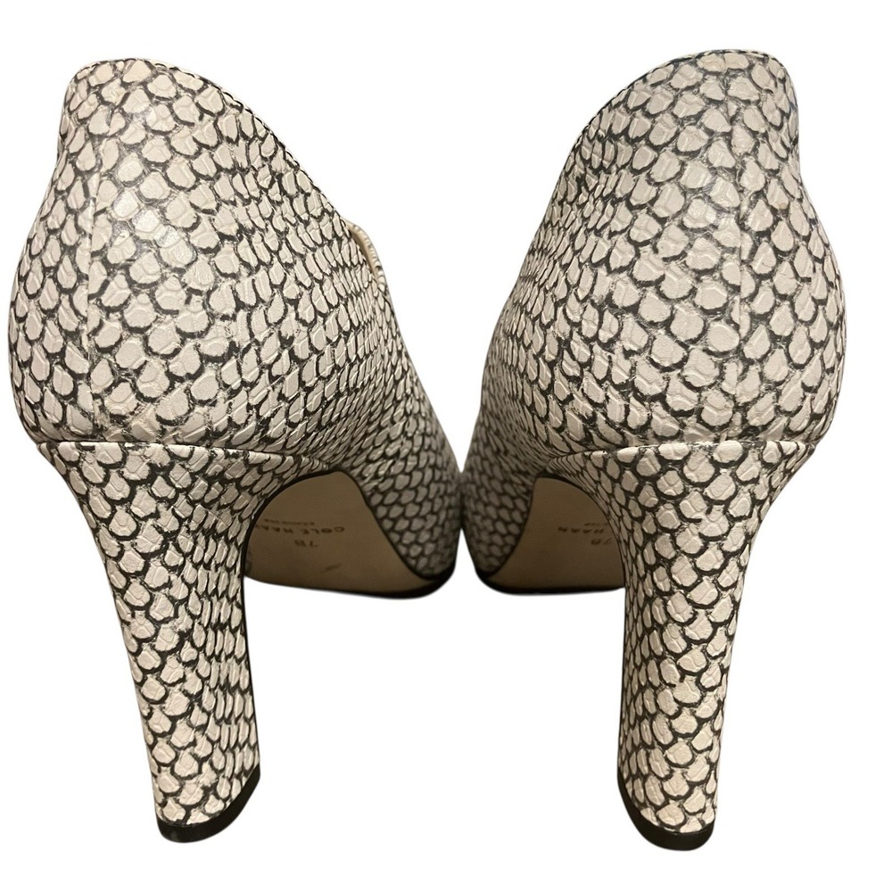 Cole Haan Vestry Edgy Ankle Leather Heel Booties Pointed Toe Snake Print Shoe 7B - Picture 12 of 13